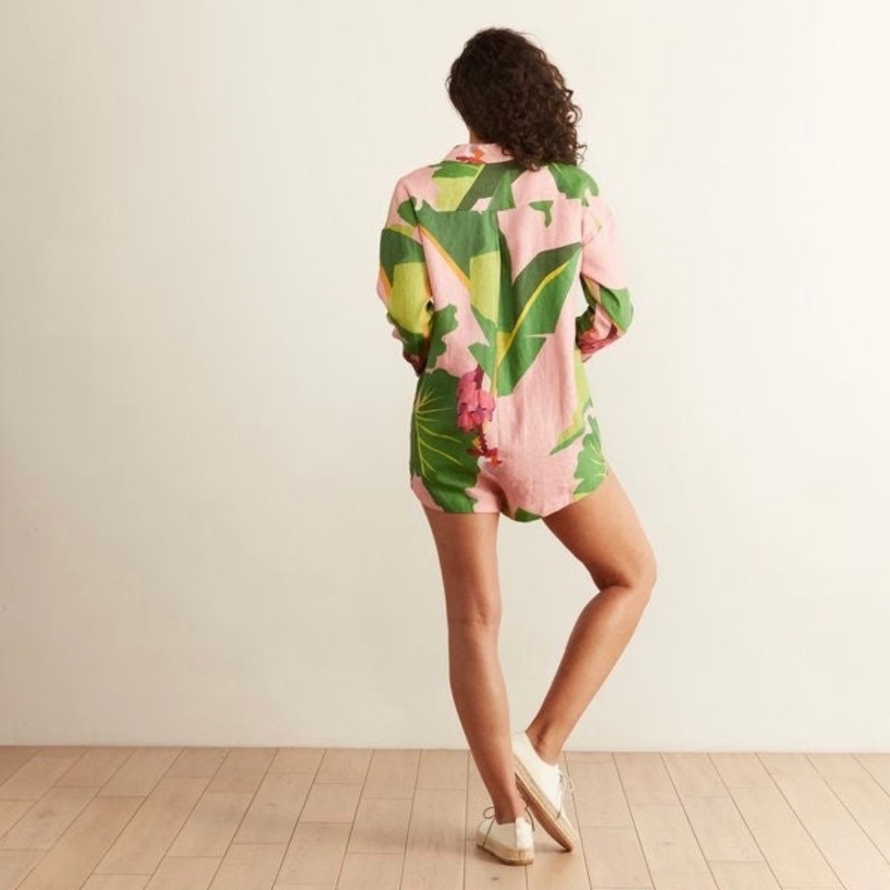 Farm Rio Tropicalistic Pink Linen Romper
